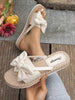 Women's Bow Decor Flat Sandals, Round Toe Slip-On Summer Shoes, Lightweight Women Beach Slippers, Comfortable & Fashionable Ladies Flip Flops