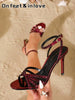 On feet& in love Women's Fashionable Elegant Crystal Strap Buckle Open Toe High Heel Sandals, Suitable For Pairing With Dresses In Summer,Stiletto Heels